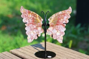 5'' Natural Ocean Jasper Butterfly Wing Hand Carved Crystal Reiki decor 1pc - Foto 1 di 10