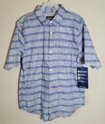 Trunk Surf & Swim Co Big Boys Size L Short Sleeve Tropical Shirt Cotton Blue New - Image 1 of 4