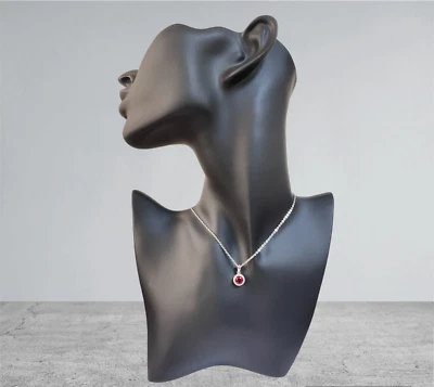 collana donna argento 925 anallergico rodiato zircone rosso bianco punto luce - Immagine 1 di 4