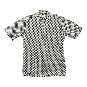 CAMPIA MODA Shirt Mens S Beige Patterned Short Sleeve Collar Casual Button Down - Picture 1 of 3