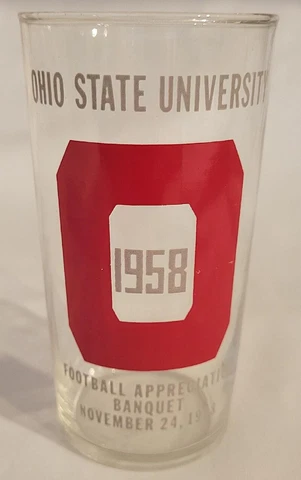 1958 Ohio State University Football Appreciation Banquet Souvenir Glass Cover