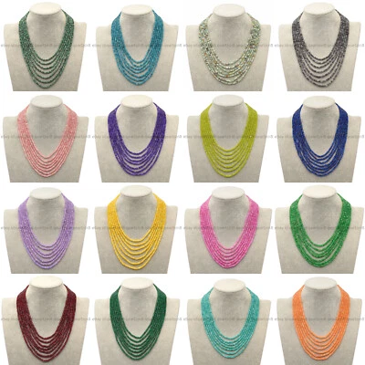 7 Rows Faceted 2x4mm Multicolor Assorted Rondelle Gemstone Beads Necklace 17-23" - Image 1 of 4