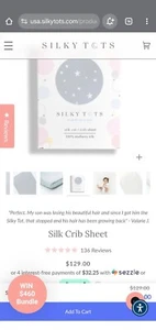 bundle Silky totes silk crib sheet white Star Thxsilk sheet - Picture 1 of 6