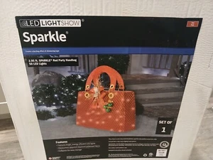 Pre-Lit LED Glitzer rot gesteppt Weihnachten Handtasche 35,4" Dekoration - Bild 1 von 2