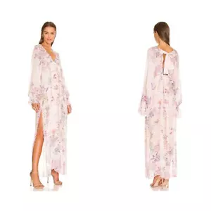 Hemant And Nandita Revolve Kaftan Maxi Dress Beach Coverup Boho Pastel Peach M - Picture 1 of 9