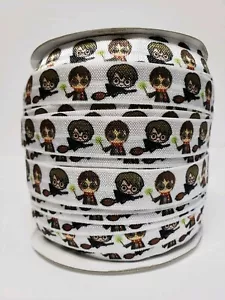 FOE, Harry Potter Broom & Wand, Fold Over Elastic 5/8" By the yard NEW - Picture 1 of 1