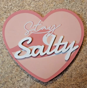"STAY SALTY" HEART SHAPED WOODEN HOME DECOR SIGN - Picture 1 of 3