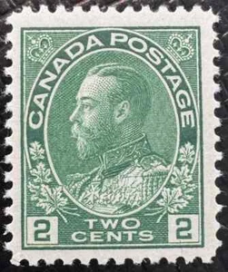 CANADA NO 107, ADMIRAL ISSUE, KING GEORGE V, YELLOW GREEN, F MINT NH, (KF641) - Picture 1 of 2
