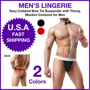 EE. UU. SEXY Juego de Lencería de Camarero Tanga de Esmoquin Ropa Interior Collar Elegante Mankinis - Imagen 1 de 34