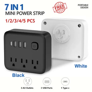 Multi Plug Outlet Extender w/3 USB &1 USB C, 3 Outlets Surge Protector Wall Plug - Picture 1 of 22