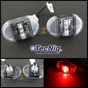 (2) Tecniq 2 LED Light Clear RED stud mount Clearance marker Truck trailer S14 - Picture 1 of 2