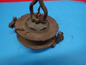 Antique Cast Iron  Hanging Chandelier Oil Lamp Ceiling Spring Pulley - Picture 1 of 14