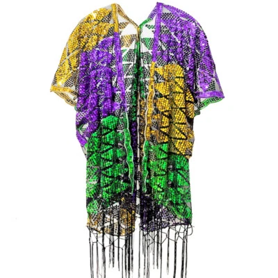 Mardi Gras Costume Outfit for Women Cape Jacket Shawl Wrap Poncho Accessories - Image 1 of 4