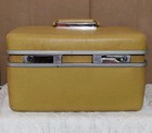 Vintage 1980's Samsonite Yellow Train Case Hard Luggage Mirror No Key/Tray