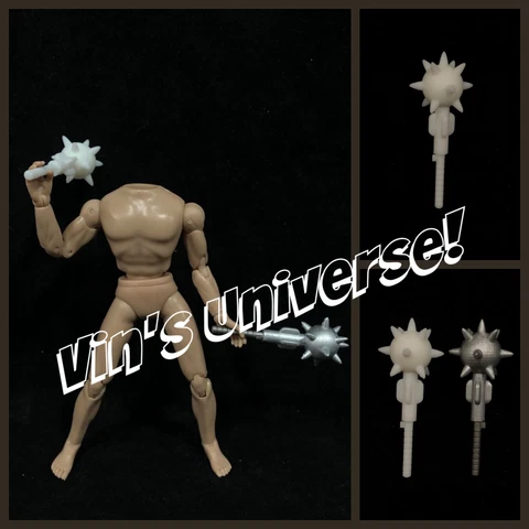 Custom 8" Mego Scale Short Mace -you only get the 1 unpainted Mace! Cover