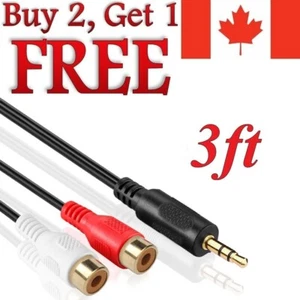 3.5mm Aux Male to 2 RCA Female Adapter Cable Y Audio Jack for iPod MP3 TV Phone - Picture 1 of 6