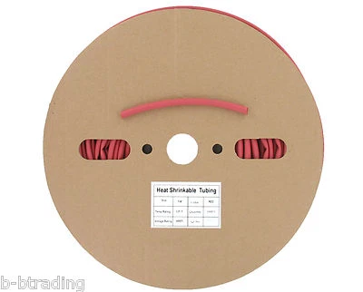 CYG 100 Ft 1/4″ ID Red Polyolefin 2:1 Heat Shrink Tubing Halogen-Free UL / cULus