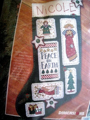 Christmas Dimensions Counted Cross Stocking KIT,PEACE ON EARTH,Angels,MUMM,8512 - Image 1 of 4