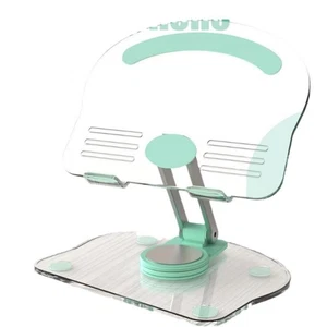 Acrylic Tablet Stand Desktop Foldable Holder 360° Rotation Base Clear Bracket H - Afbeelding 1 van 14