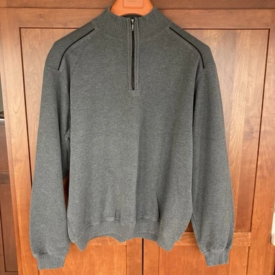 Suéter St Croix Hombre XL Gris. Jersey 1/4 cremallera mezcla de algodón. Preppy Casual Luxe Foto 1 de 4