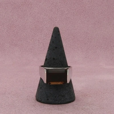 Anillo de cuarzo ahumado talla 10 plata esterlina este oeste esmeralda Foto 1 de 3