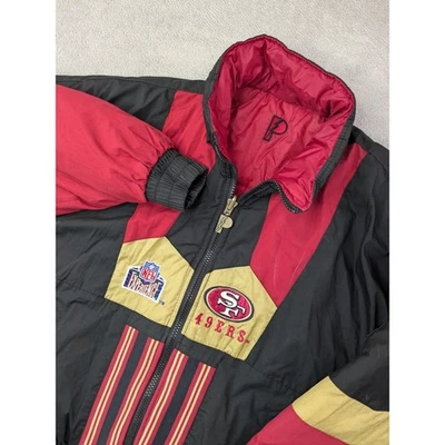 Vintage Pro Player San Francisco 49ers NFL Reversible Puffer Jacket Mens Medium - Image 1 of 4