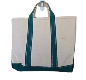 Borsa L.L.Bean anni 80 barca e tote bicolore etichetta verde e tela 12x13x6 - Foto 1 di 11