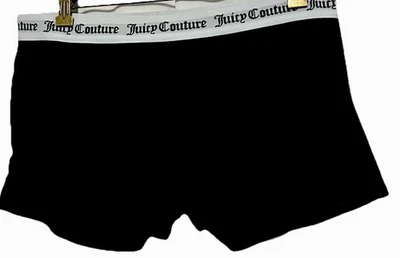 Juicy Couture Sleepwear Velour Booty Shorts XL Black Elastic Waist SpellOut Logo - Image 1 of 4