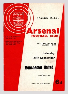 Arsenal v Manchester United 1965-1966 Division One 25/09/1965 - Image 1 of 2