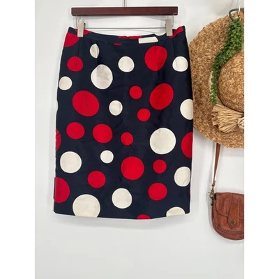 Falda Lápiz Michael Kors Vintage Lunares Lana Seda Hasta la Rodilla Azul Marino Rd Talla 10 Foto 1 de 4