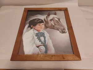 Niña nativa americana vintage con caballo Roy Mclean - Imagen 1 de 7
