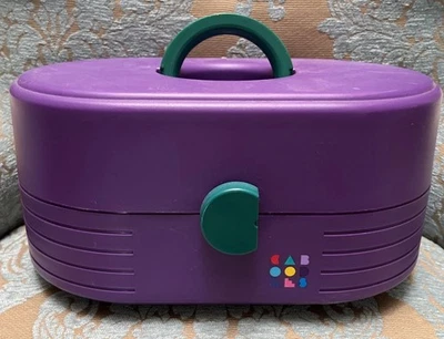 Estuche organizador de maquillaje cosmético Caboodles vintage años 90 púrpura y verde azulado  Foto 1 de 4