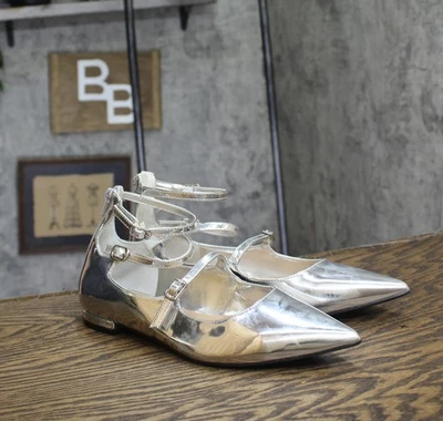 INC International Concepts Mujer Valan Triple Correa Pisos Gris Plateado 8M Foto 1 de 4