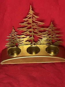 Yankee candle Christmas tree triple Tea light holder gold medal winter woodland - Picture 1 of 6