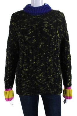 Odeeh Womens Colorblock Patch Turtleneck Sweater Dark Moss Size Small - Image 1 of 4