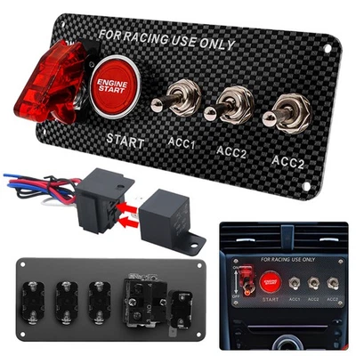 12V Rennwagen Zündschalter Panel Motor Start Panel Zündung 5 Mal Push Tasten DIY - Bild 1 von 4