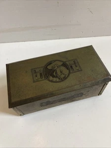 Vintage L.F. GRAMMES & SONS Allentown PA. Messing Tabakdose Intarsien Zeder - Bild 1 von 12