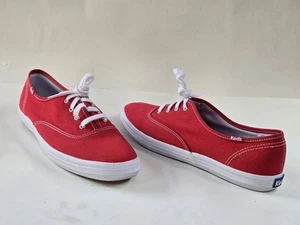 Keds Champion Canvas Lace Up Sneaker Women's Canvas - Red Size 9.5 M - Picture 1 of 6