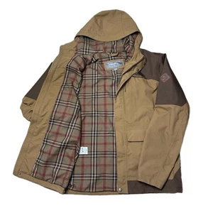 Eddie Bauer Hooded WeatherEdge Waterproof Jacket Flannel Brown Tan Size M - Picture 1 of 11