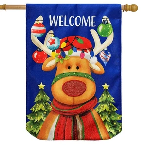 Briarwood Lane Rudolf Burlap House Flag - Picture 1 of 4