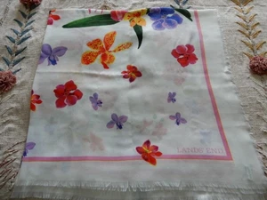 Lands' End Blumen Schal Halstuch leuchtende Farben 50"x 52" leicht Boho - Bild 1 von 5