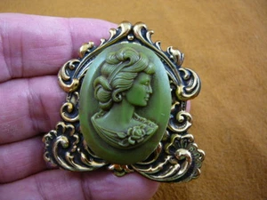 (cm72-4) 1950's STYLE WOMAN CAMEO Pin Jewelry Pendant NECKLACE - Picture 1 of 1