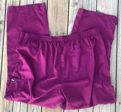 Greys Anatomy Scrubs 2XL XXL Womens Wine Straight 4-Pocket Pull On Barco - Image 1 of 3