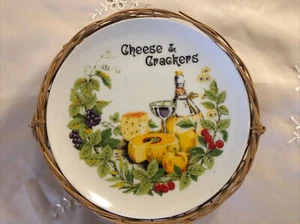 Vintage Porcelain Cheese & Cracker Plate Set Gailstyn w/Basket Japan 4 Plates 8” - Picture 1 of 12