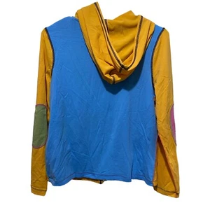 ONE GIRL WHO Anthropologie bunter künstlerischer Hoodie mit Ellenbogenaufnäher Damengröße Large - Bild 1 von 11