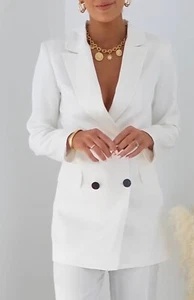 ZARA NEW SATIN EFFECT LONG BLAZER 8396/550 BNWT (size XS) - Picture 1 of 5