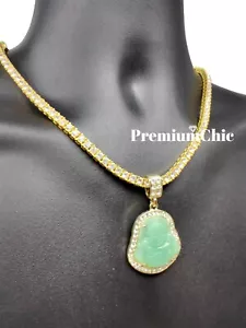 ICED Buddha Pendant w/ Tennis or Rope Chain Necklace Plated Hip Hop CZ Jewelry - Picture 1 of 16