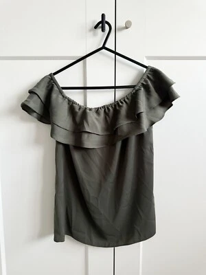 Oasis Off the Shoulder Top - Khaki S 8 - Image 1 of 3