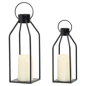 Hpc Decor Modern Farmhouse Lantern Decor Black Metal Candle Lanterns For Christm - Picture 1 of 8