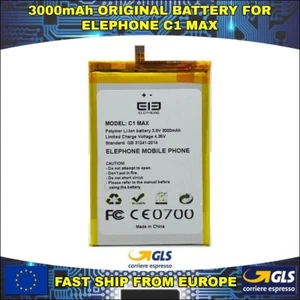 BATTERIA BATTERY ELEPHONE C1 MAX NEW AKKU 3000mAh GARANZIA ITA - Foto 1 di 1